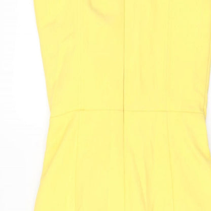 Lavish Alice Womens Yellow Polyester Bodycon Size 8 V-Neck Zip