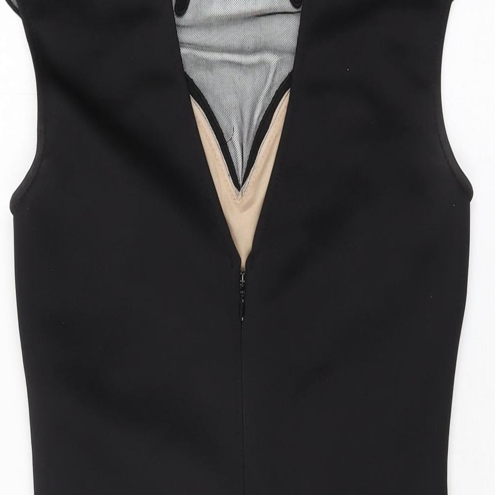 Lipsy Womens Black Geometric Polyester Bodycon Size 10 Round Neck Zip