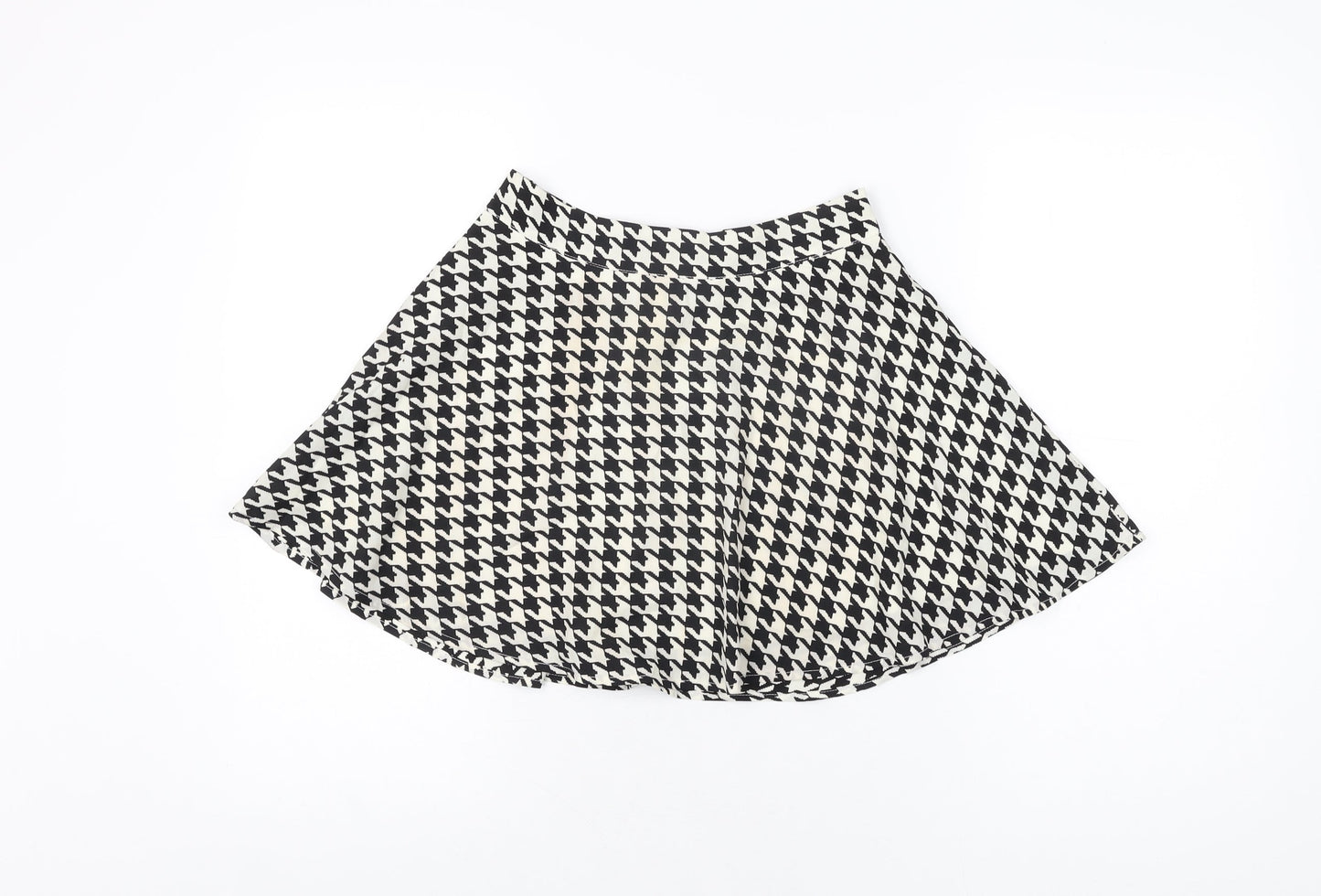 FOREVER 21 Womens White Geometric Polyester Mini Skirt Size S Zip - Houndstooth