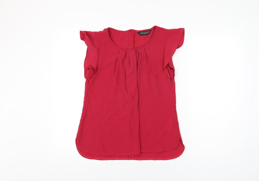 Dorothy Perkins Womens Red Polyester Basic T-Shirt Size 10 Round Neck