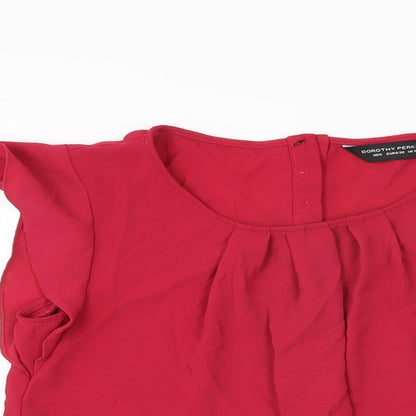Dorothy Perkins Womens Red Polyester Basic T-Shirt Size 10 Round Neck