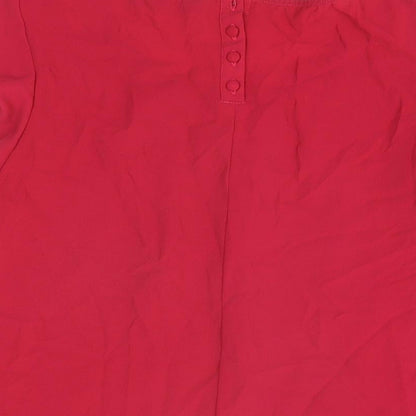Dorothy Perkins Womens Red Polyester Basic T-Shirt Size 10 Round Neck