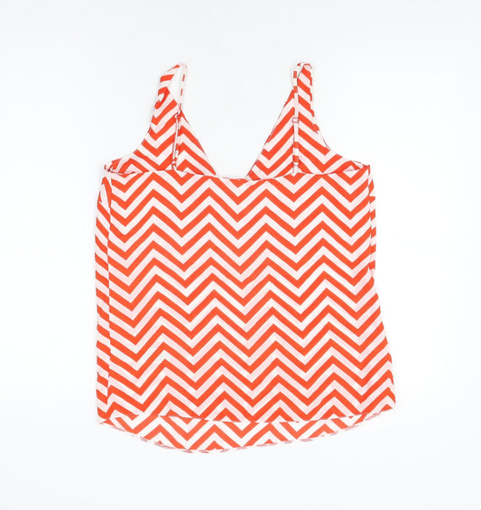 Dorothy Perkins Womens Red Geometric Polyester Camisole T-Shirt Size 10 V-Neck