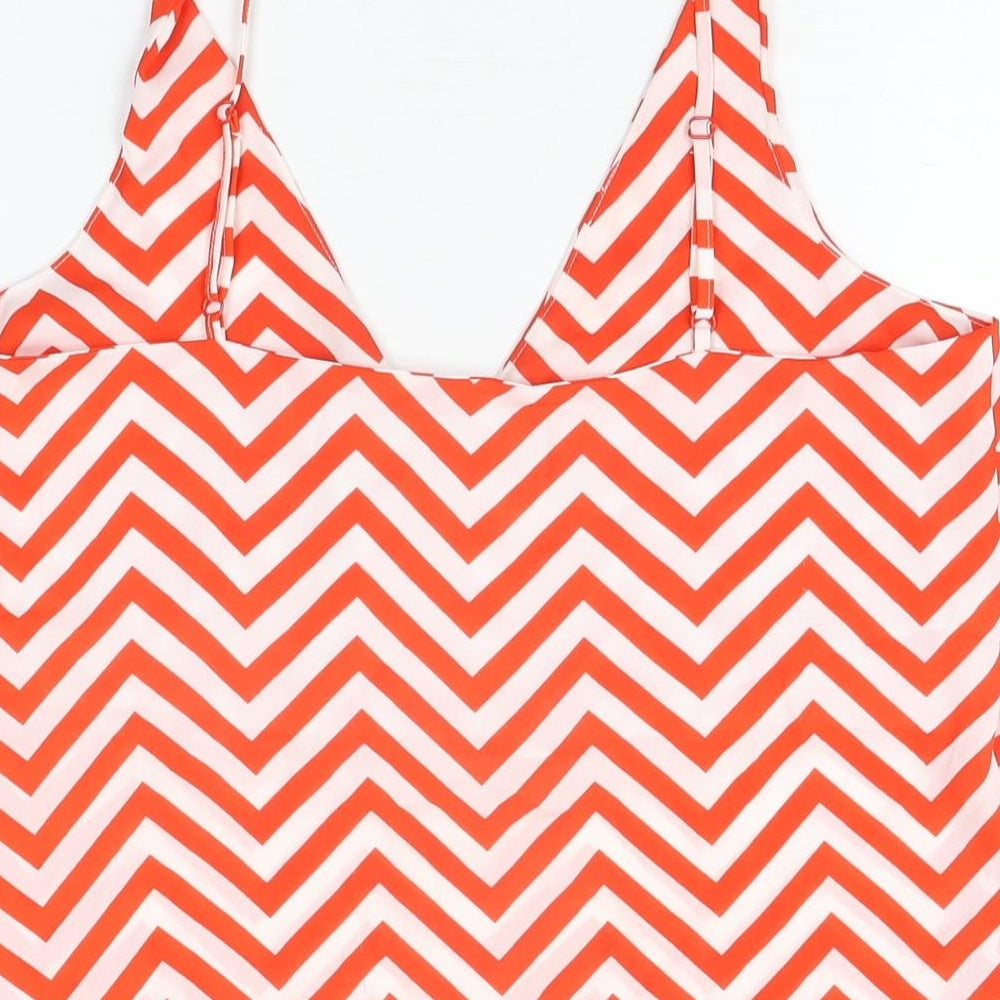 Dorothy Perkins Womens Red Geometric Polyester Camisole T-Shirt Size 10 V-Neck