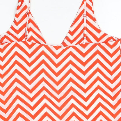 Dorothy Perkins Womens Red Geometric Polyester Camisole T-Shirt Size 10 V-Neck