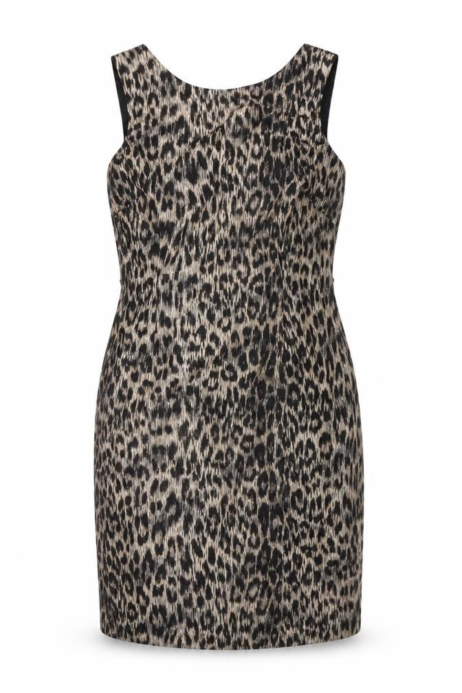 Planet Womens Beige Geometric Polyester Bodycon Size 14 Round Neck Zip