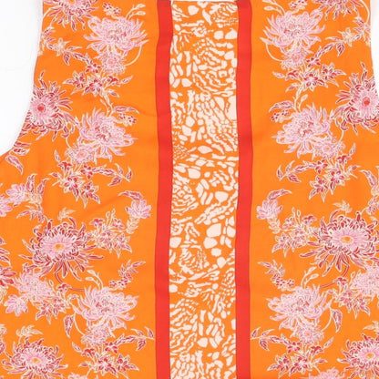 Womens UK Size L Rose & Olive Orange Basic T-Shirt