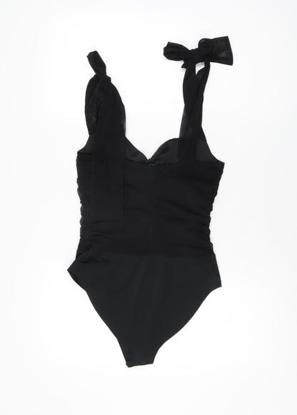 Quiz Womens Black Polyester Bodysuit One-Piece Size 10 Snap