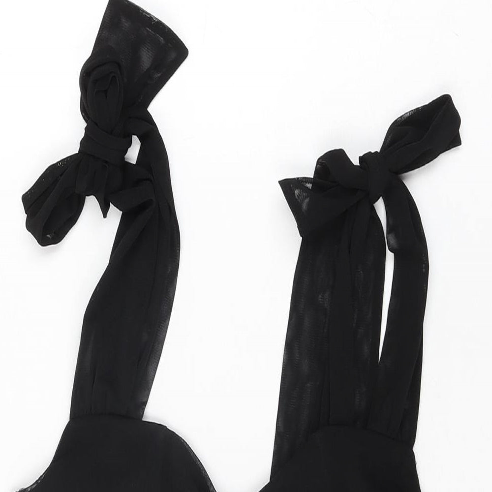 Quiz Womens Black Polyester Bodysuit One-Piece Size 10 Snap