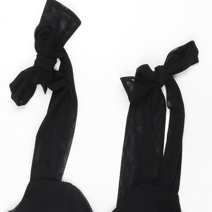 Quiz Womens Black Polyester Bodysuit One-Piece Size 10 Snap