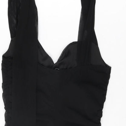 Quiz Womens Black Polyester Bodysuit One-Piece Size 10 Snap