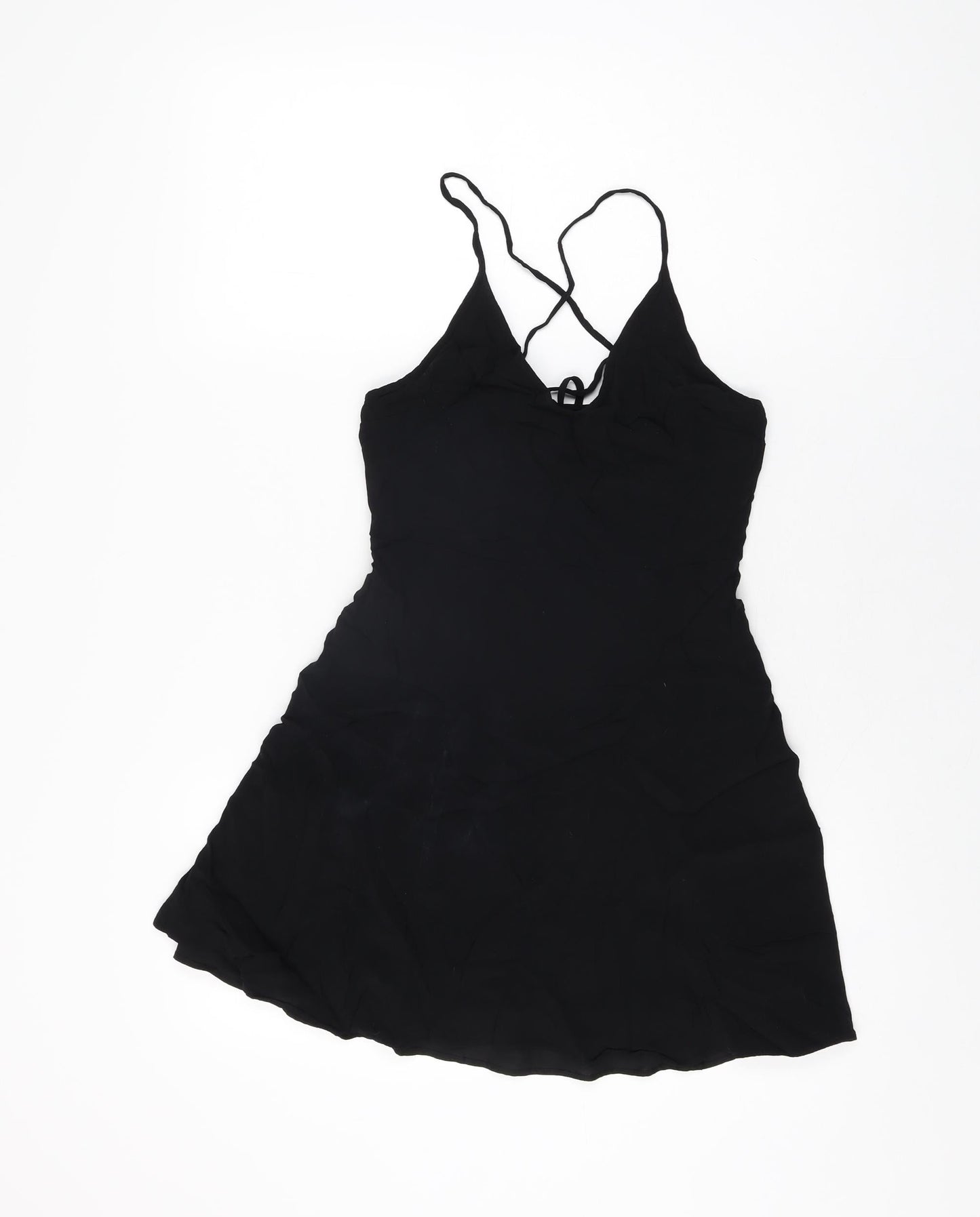 FOREVER 21 Womens Black Polyester Mini Size S V-Neck Zip