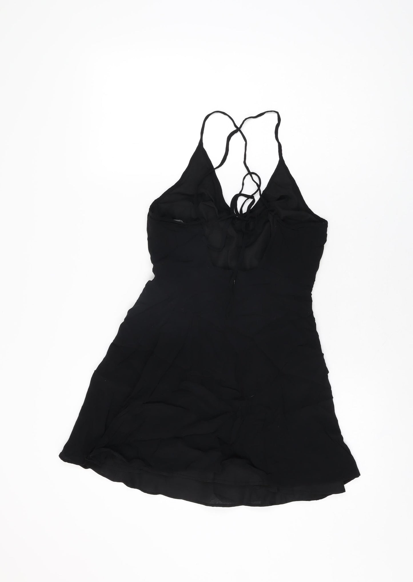 FOREVER 21 Womens Black Polyester Mini Size S V-Neck Zip