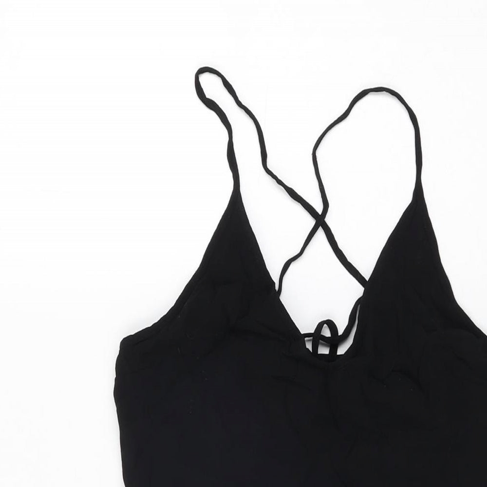 FOREVER 21 Womens Black Polyester Mini Size S V-Neck Zip