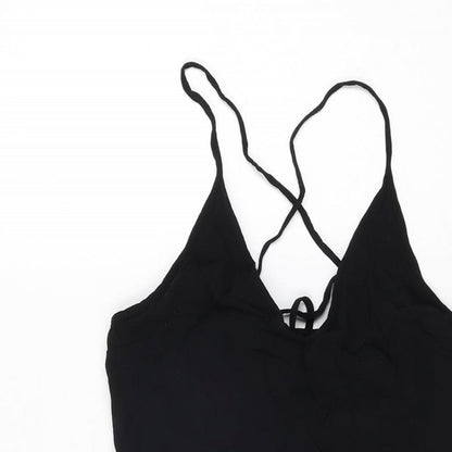 FOREVER 21 Womens Black Polyester Mini Size S V-Neck Zip