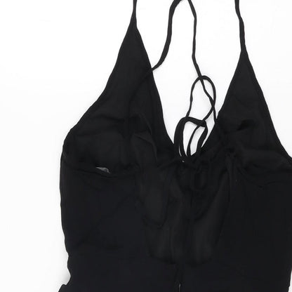 FOREVER 21 Womens Black Polyester Mini Size S V-Neck Zip