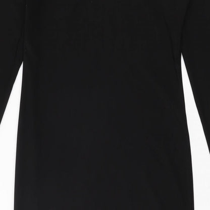 PRETTYLITTLETHING Womens Black Polyester Bodycon Size 10 Scoop Neck Pullover