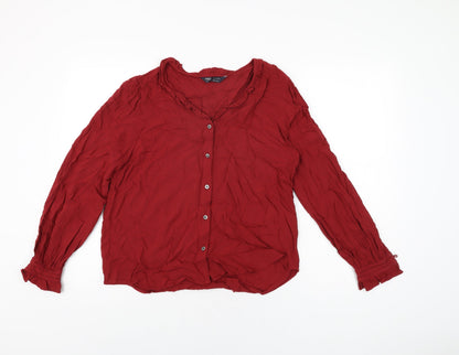 Womens UK Size 10 Marks and Spencer Red Basic Button-Up