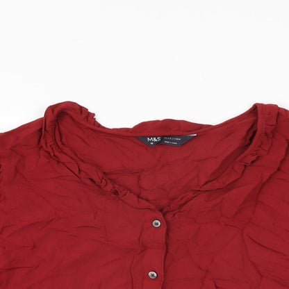 Womens UK Size 10 Marks and Spencer Red Basic Button-Up