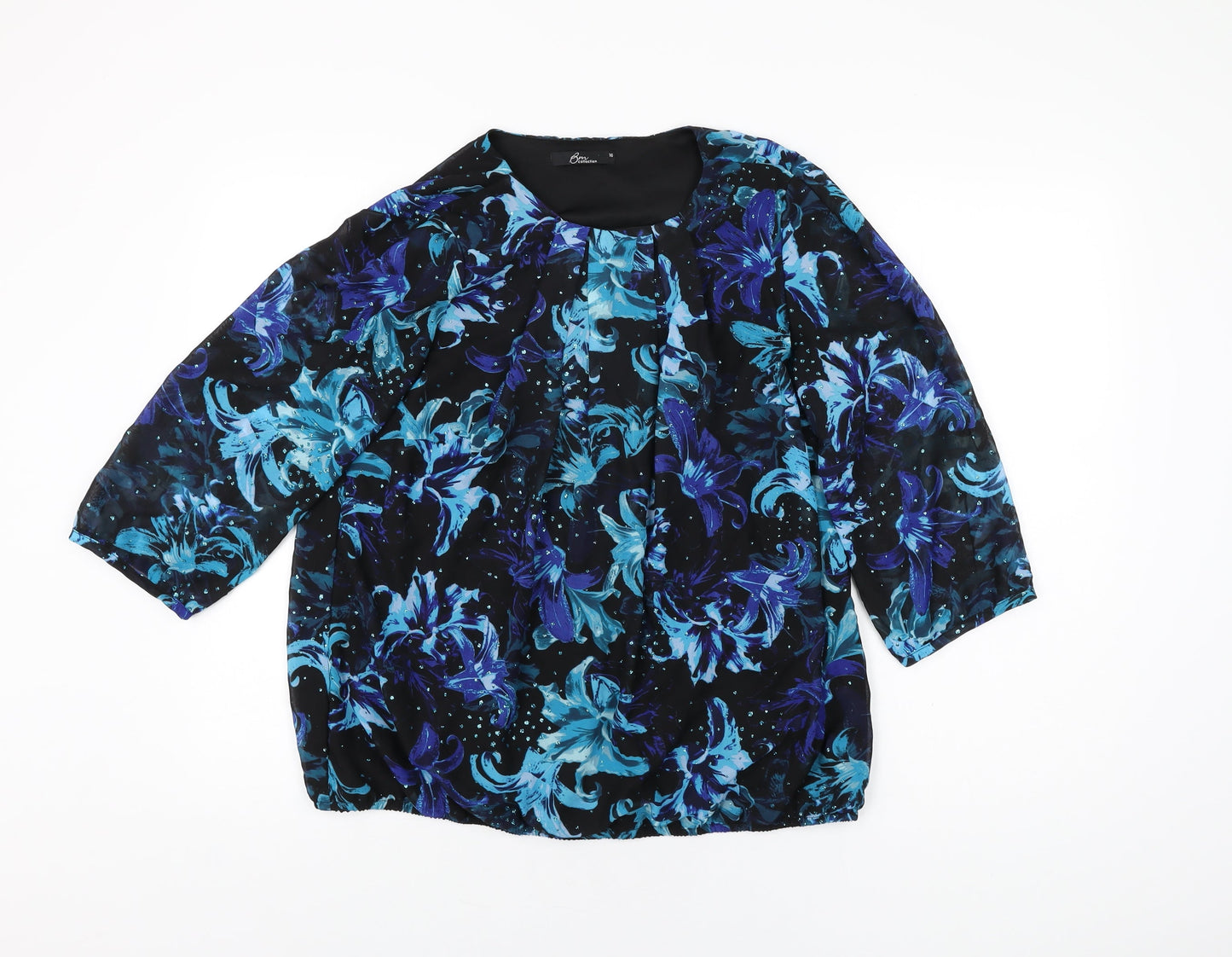Womens UK Size 16 BM Collection Black Basic Blouse