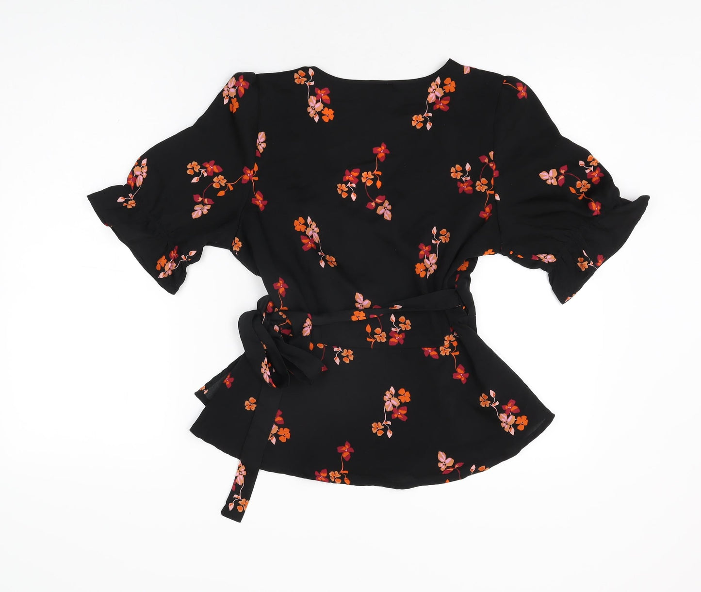 Womens UK Size M VERO MODA Black Wrap Blouse