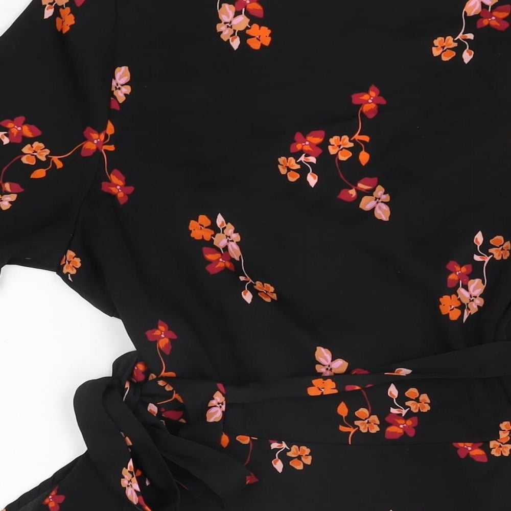 Womens UK Size M VERO MODA Black Wrap Blouse