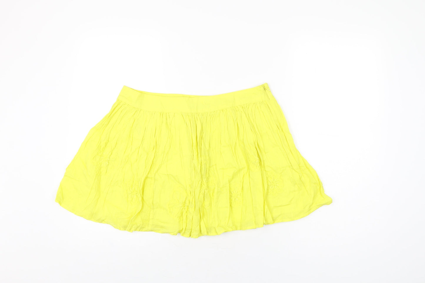 Limited Collection Womens Yellow Floral Cotton Mini Skirt Size 12 Zip