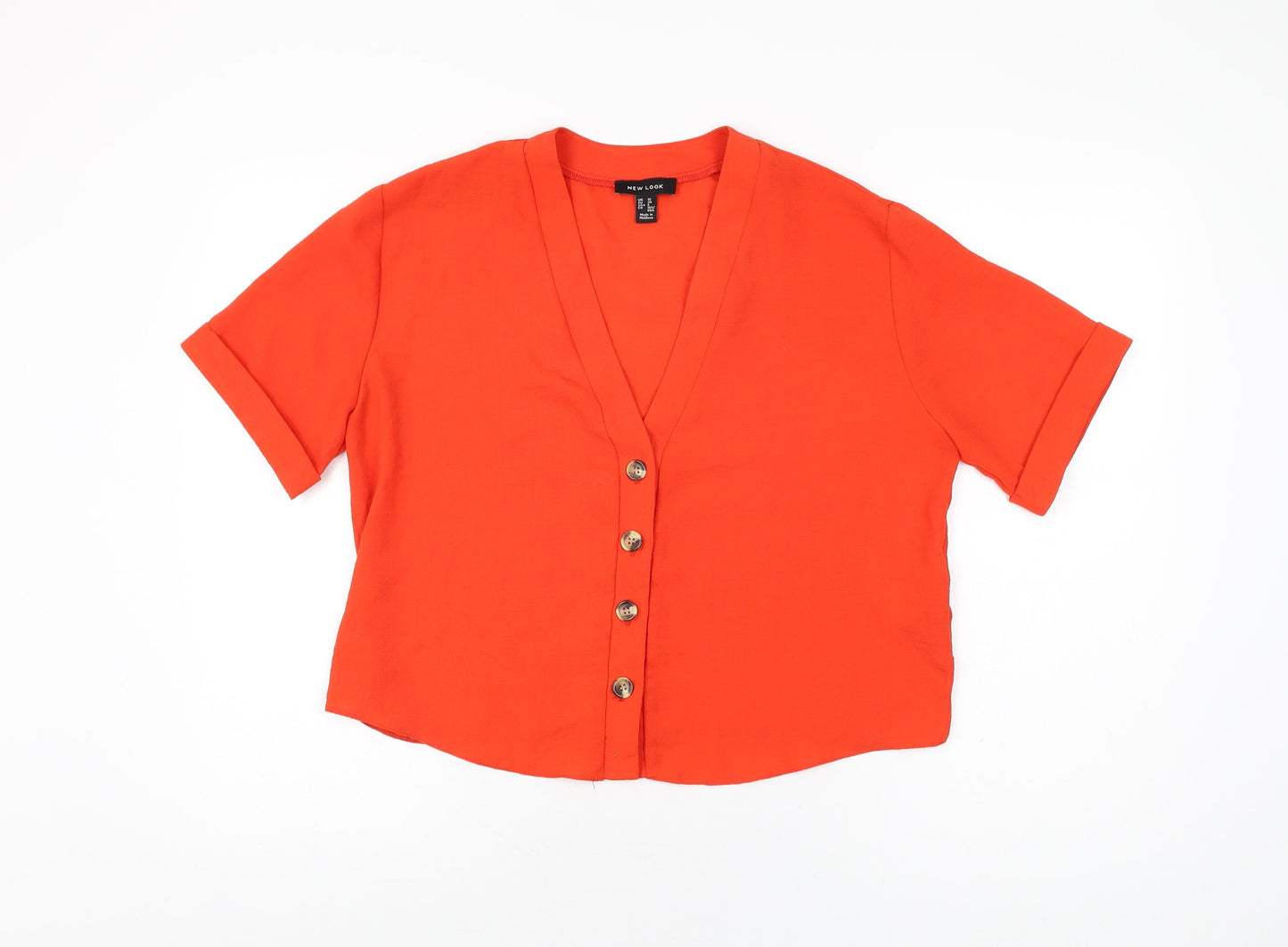 Womens UK Size 10 New Look Red Basic Button-Up