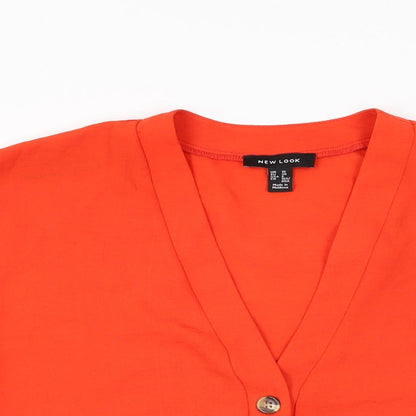 Womens UK Size 10 New Look Red Basic Button-Up