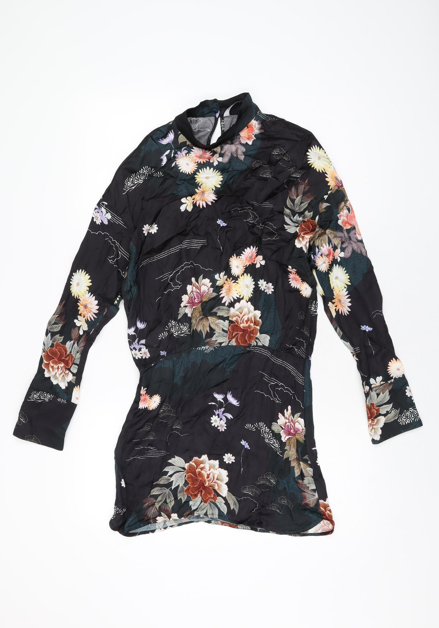 Womens UK Size S Zara Black Basic Blouse