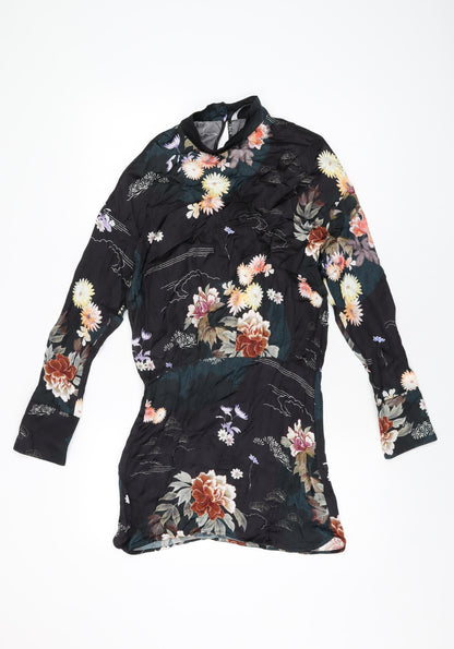 Womens UK Size S Zara Black Basic Blouse