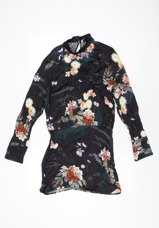 Womens UK Size S Zara Black Basic Blouse
