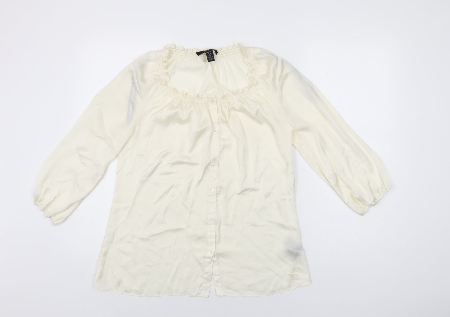 Womens UK Size S Kenneth Cole Ivory Basic Button-Up