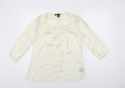 Womens UK Size S Kenneth Cole Ivory Basic Button-Up