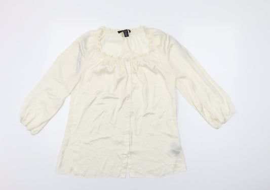 Womens UK Size S Kenneth Cole Ivory Basic Button-Up