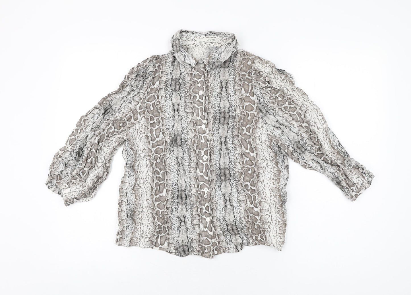 Womens UK Size M Pull&Bear Grey Basic Button-Up