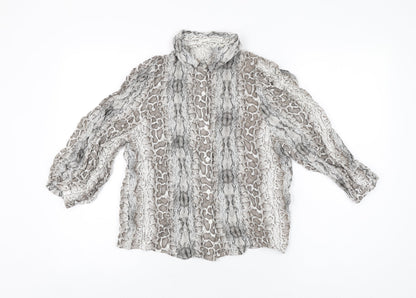 Womens UK Size M Pull&Bear Grey Basic Button-Up