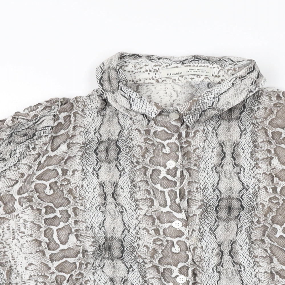 Womens UK Size M Pull&Bear Grey Basic Button-Up