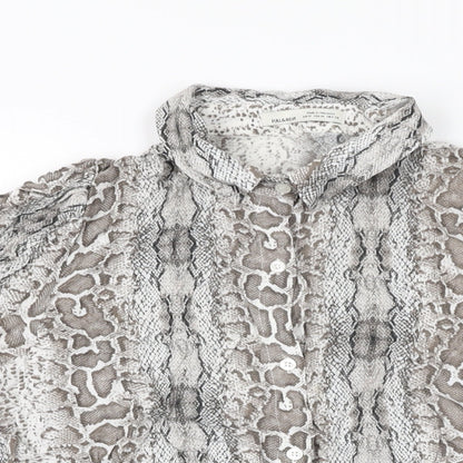 Womens UK Size M Pull&Bear Grey Basic Button-Up