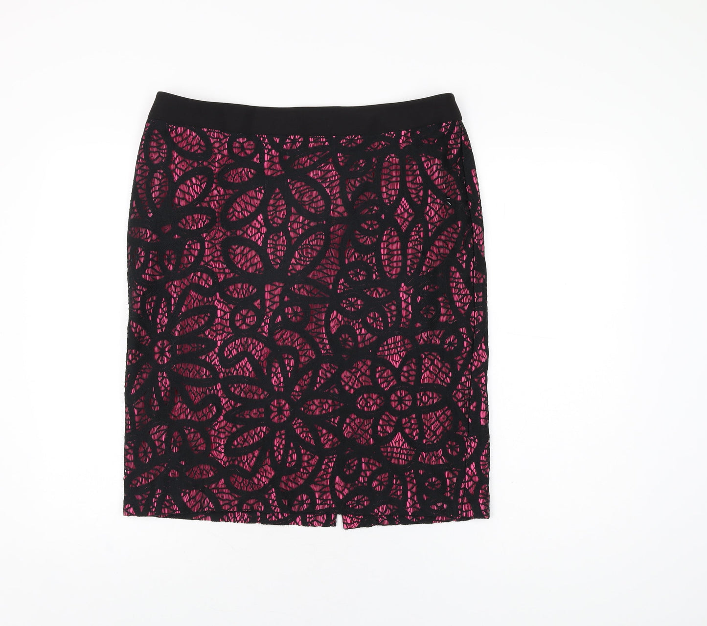 Daisy May Womens Black Geometric Polyester Straight & Pencil Skirt Size 14 Zip