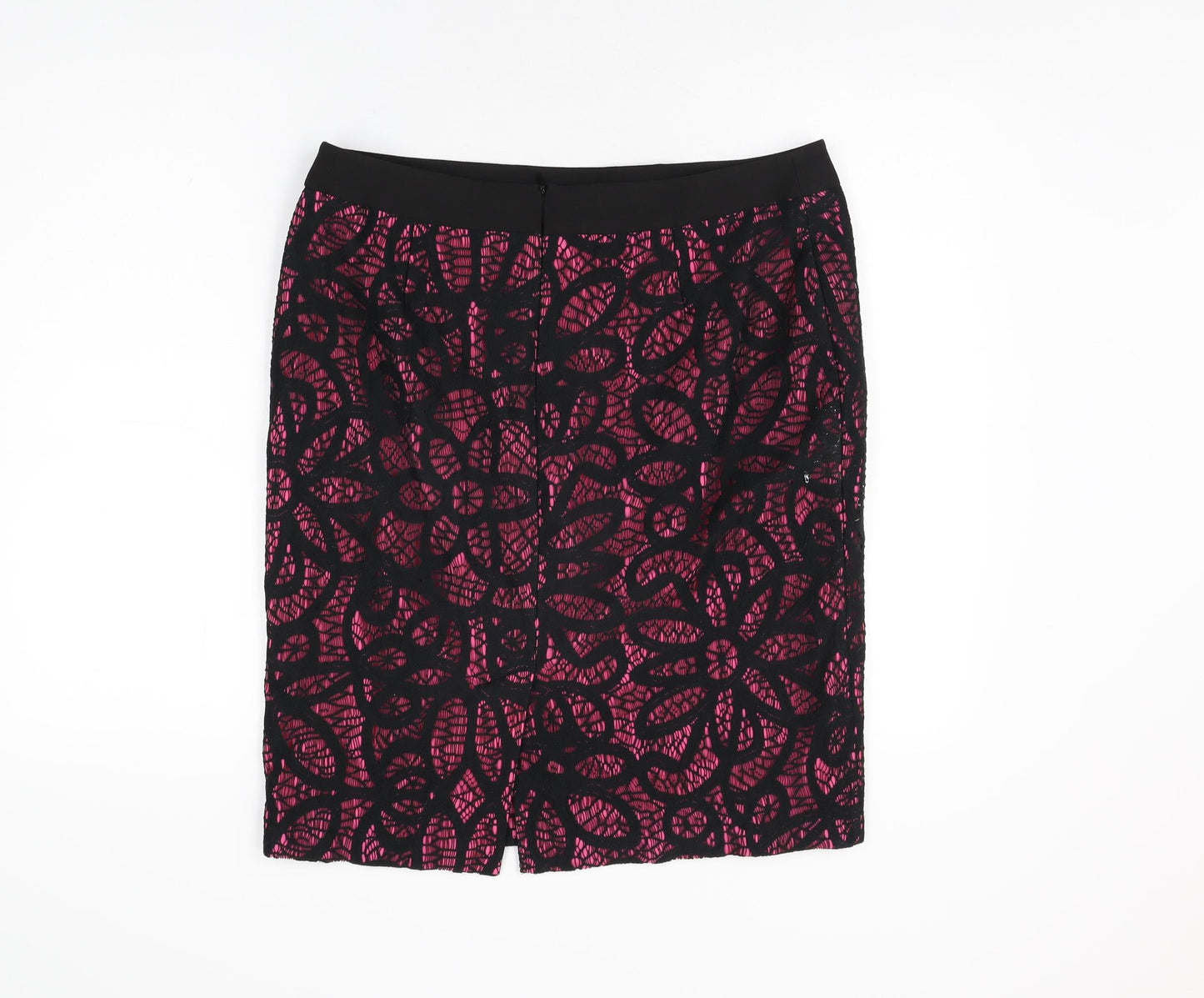 Daisy May Womens Black Geometric Polyester Straight & Pencil Skirt Size 14 Zip