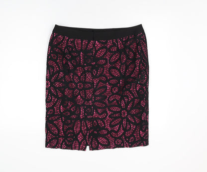 Daisy May Womens Black Geometric Polyester Straight & Pencil Skirt Size 14 Zip