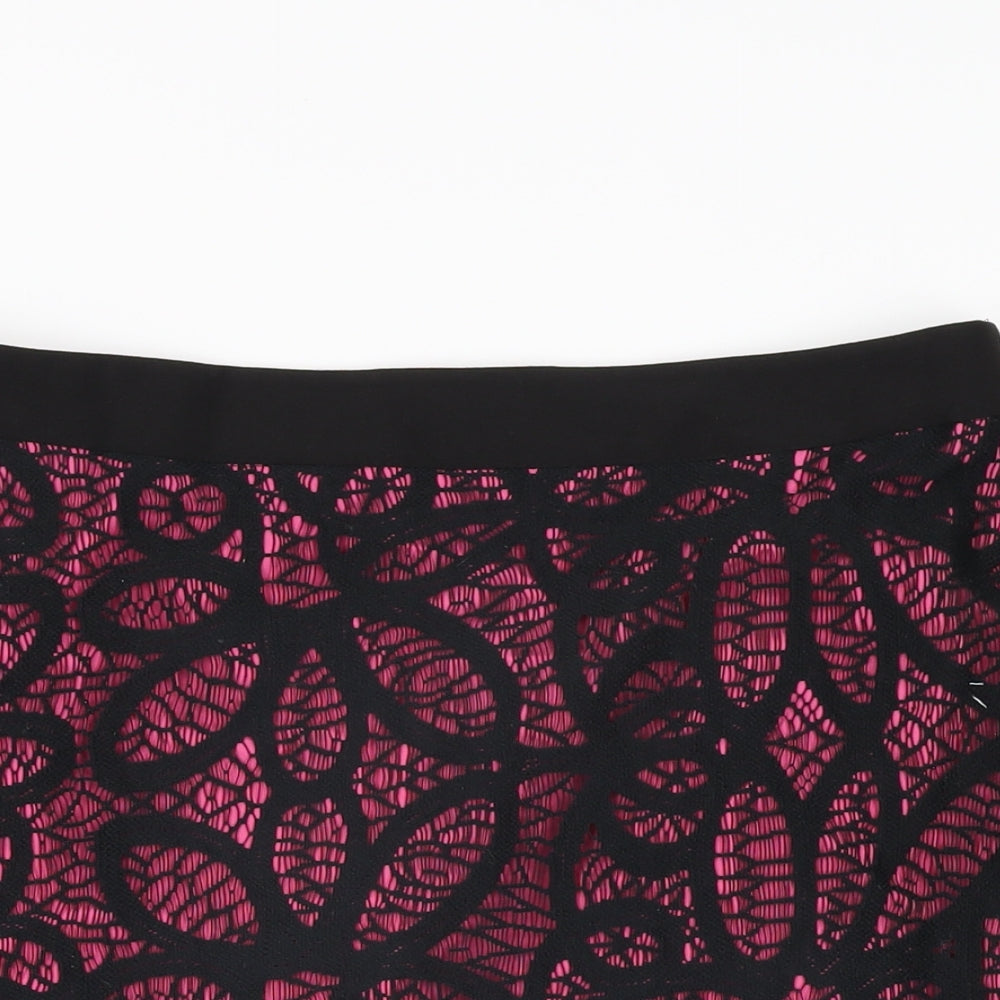 Daisy May Womens Black Geometric Polyester Straight & Pencil Skirt Size 14 Zip