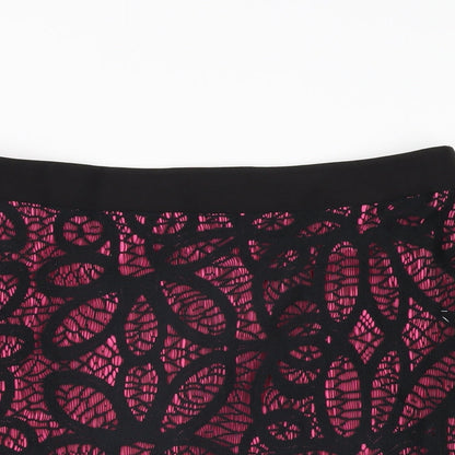 Daisy May Womens Black Geometric Polyester Straight & Pencil Skirt Size 14 Zip