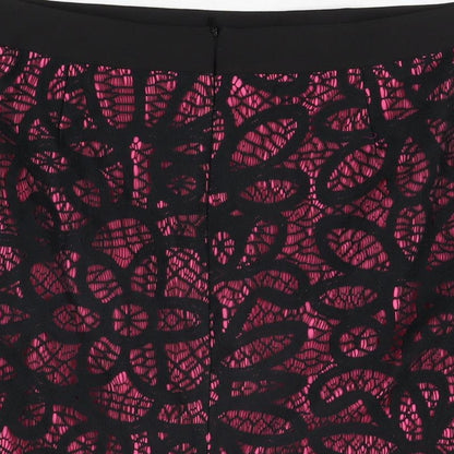 Daisy May Womens Black Geometric Polyester Straight & Pencil Skirt Size 14 Zip