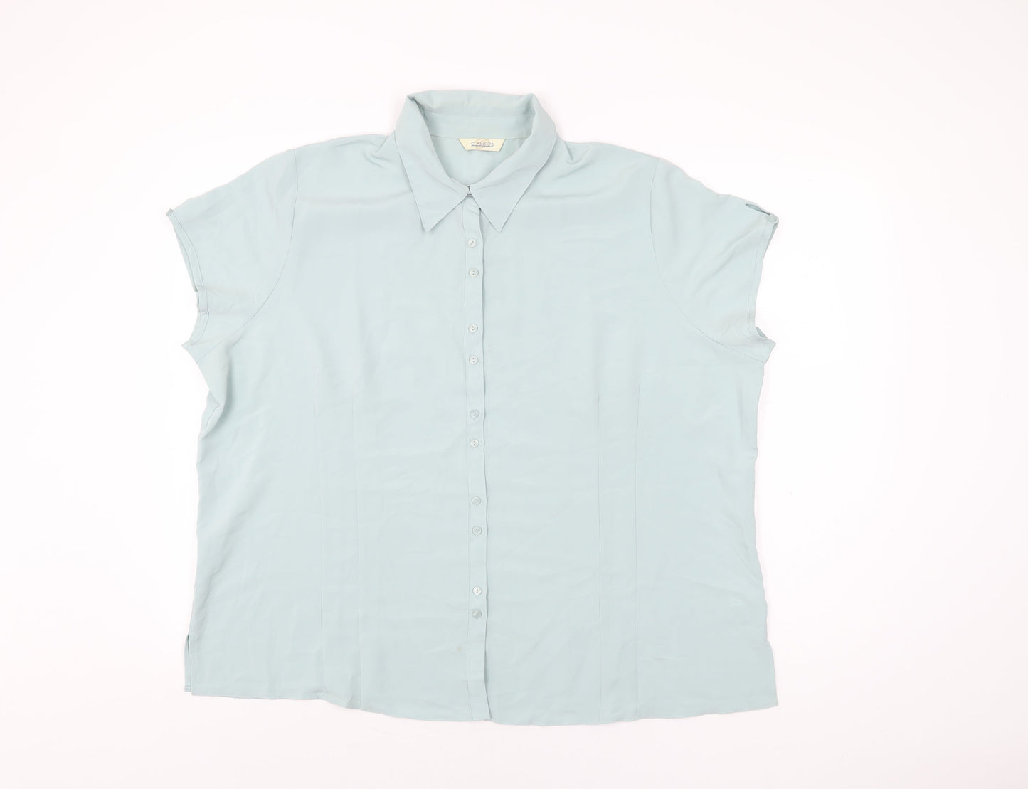 Classics Womens Blue Polyester Basic Button-Up Size 24 Collared