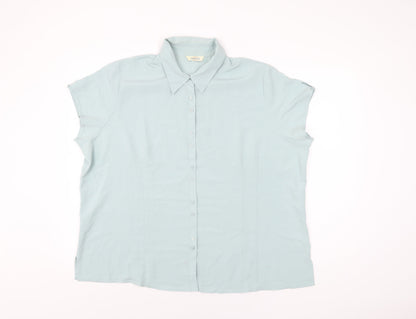 Classics Womens Blue Polyester Basic Button-Up Size 24 Collared