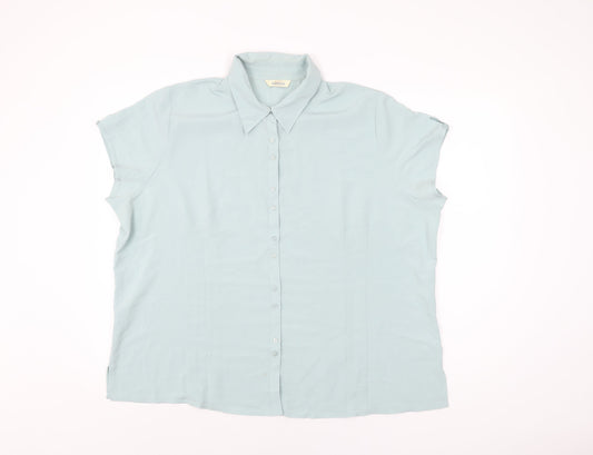Classics Womens Blue Polyester Basic Button-Up Size 24 Collared