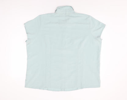 Classics Womens Blue Polyester Basic Button-Up Size 24 Collared