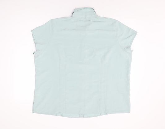 Classics Womens Blue Polyester Basic Button-Up Size 24 Collared